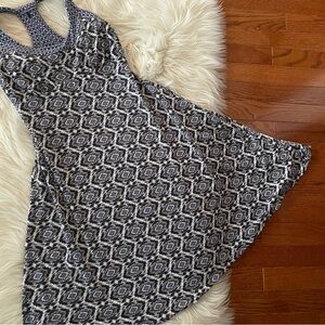 PrAna Blue Print Built in Bra Support Racer Back Casual Dress Size XS Athletic